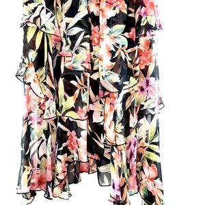 Sheer Floral Elegant Summer maxi skirt 
Size Large  Waist :28”